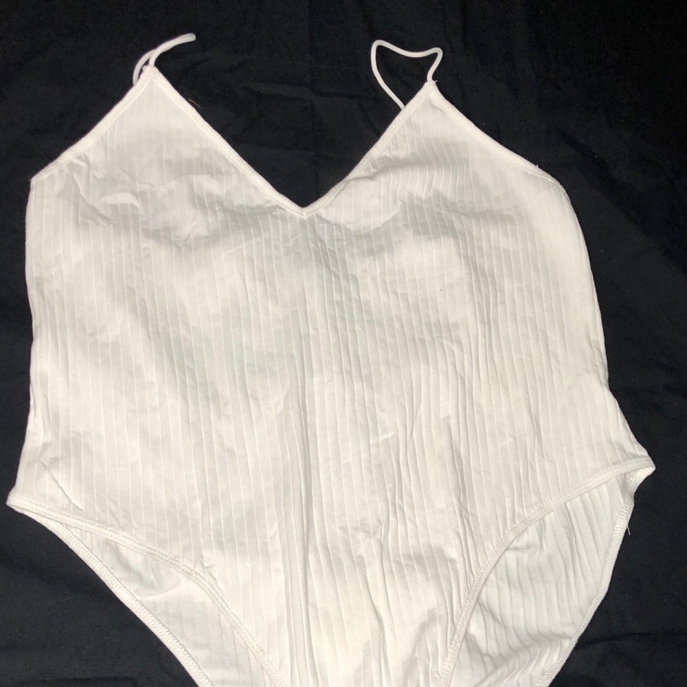 white ribbed body suit